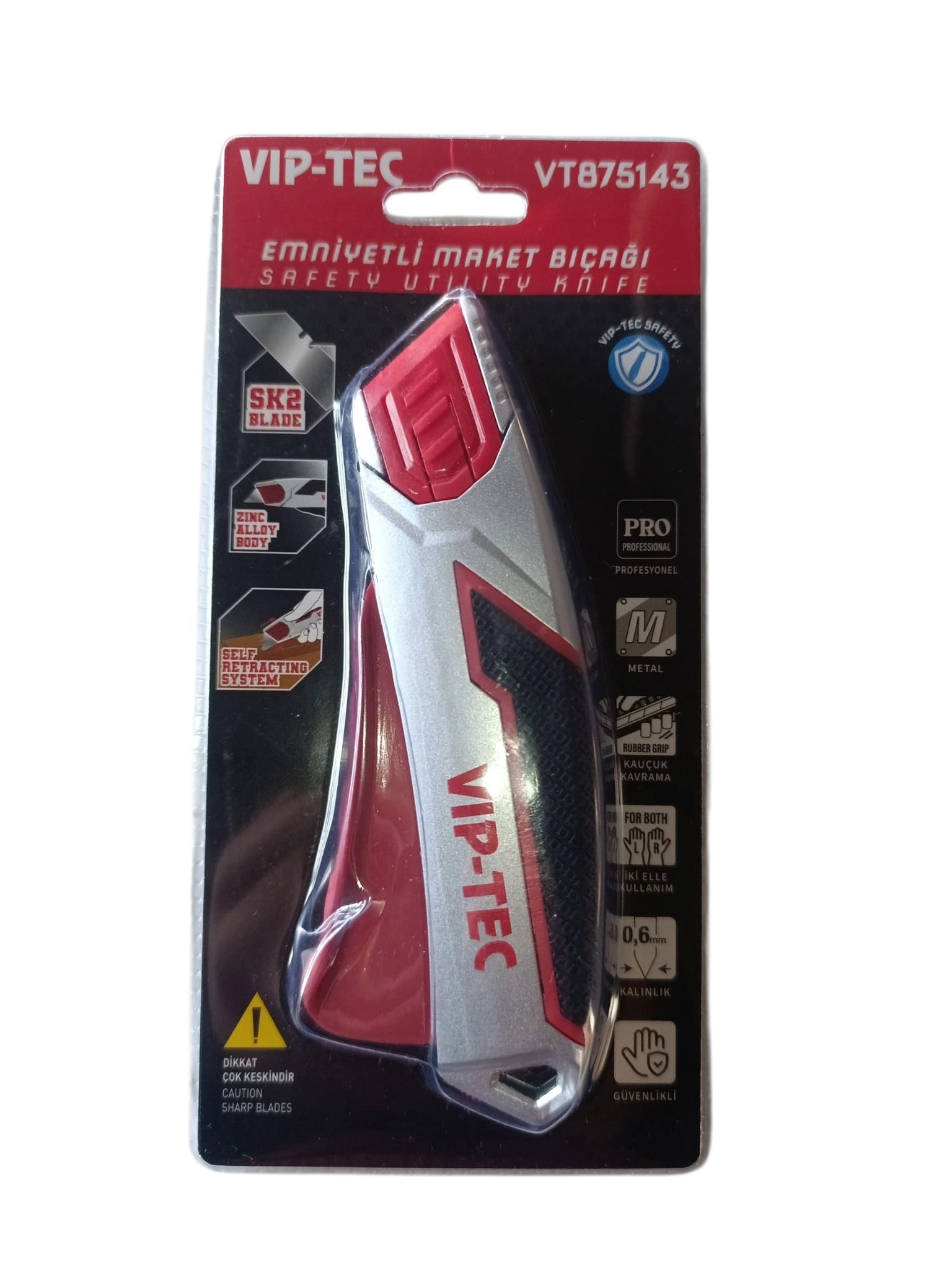 VIP-TEC VT875143 Emniyetli Maket Bıçağı | SK2 Trapez Bıçak, Metal Gövde