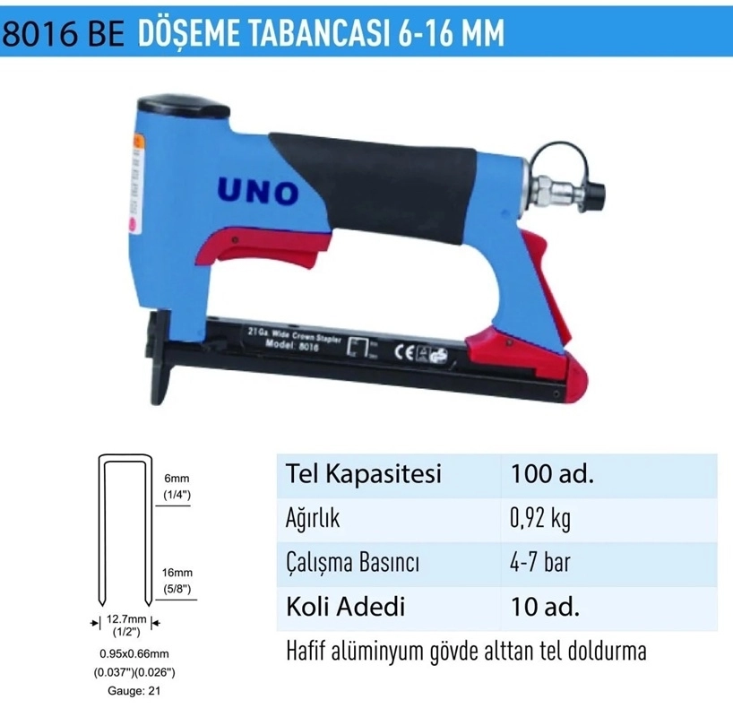 Uno 8016 BE Havalı Döşeme Tabancası 6-16 mm