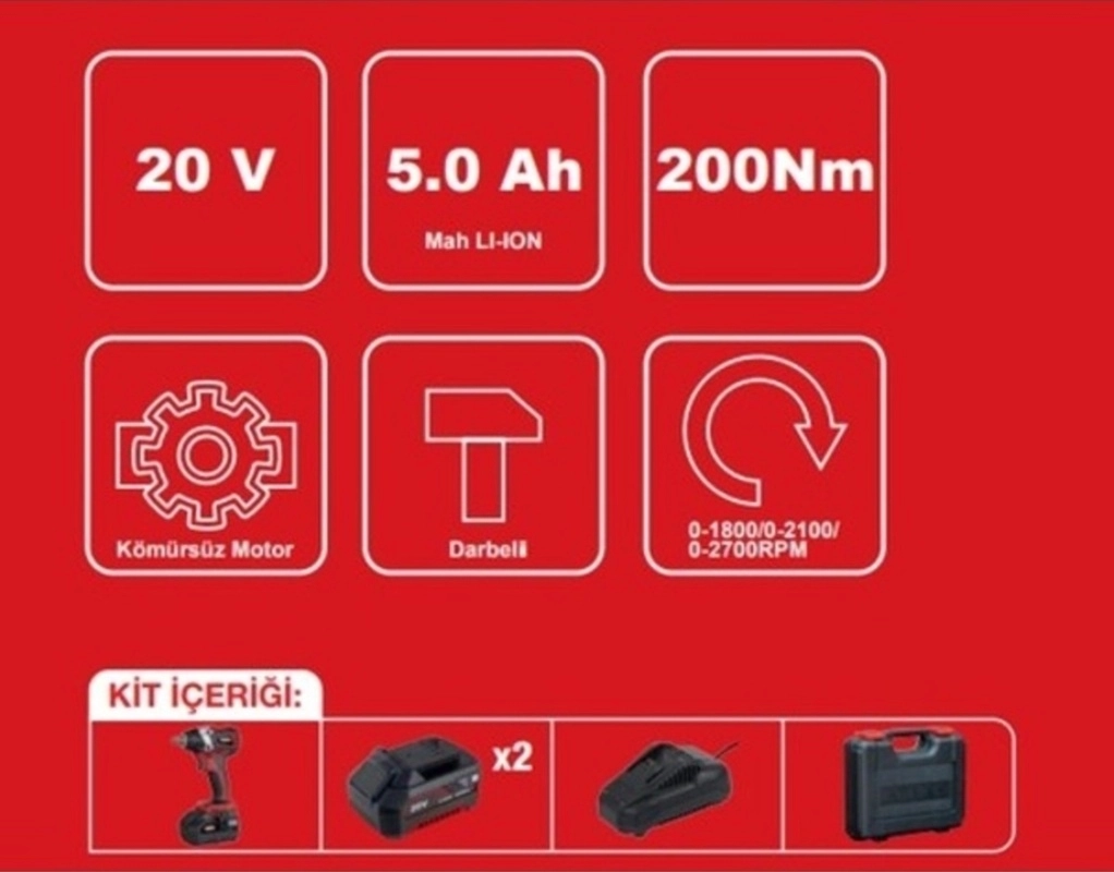 Attlas PRO-ATBL 18 ID-502C Akülü Darbeli Vidalama A0104070