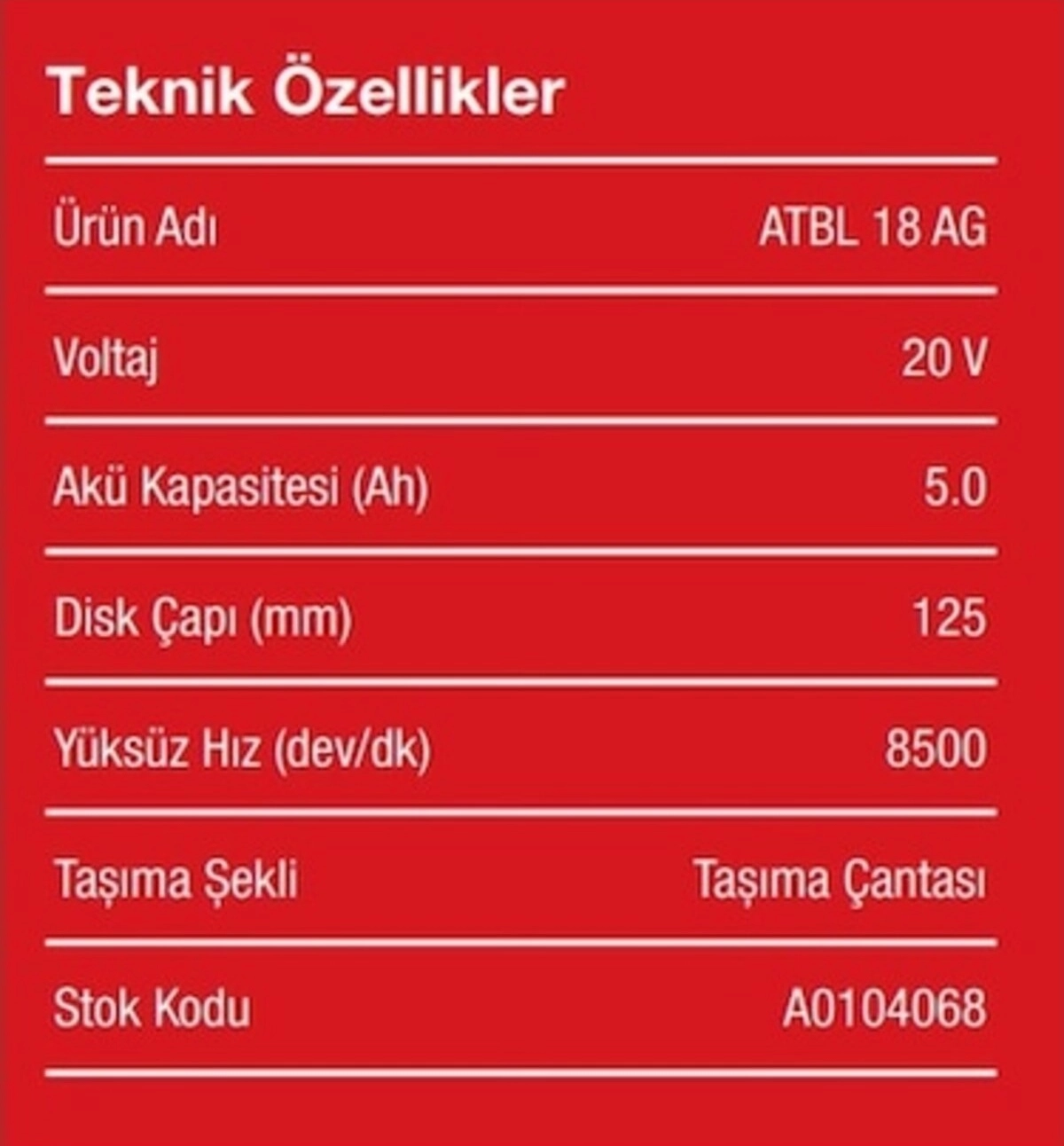 Attlas PRO-ATBL 18 AG-502C 20V Akülü Avuç Taşlama A0104068