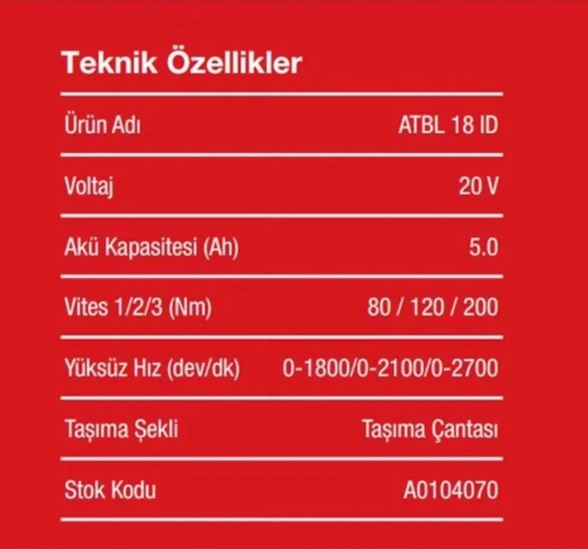 Attlas PRO-ATBL 18 ID-502C Akülü Darbeli Vidalama A0104070