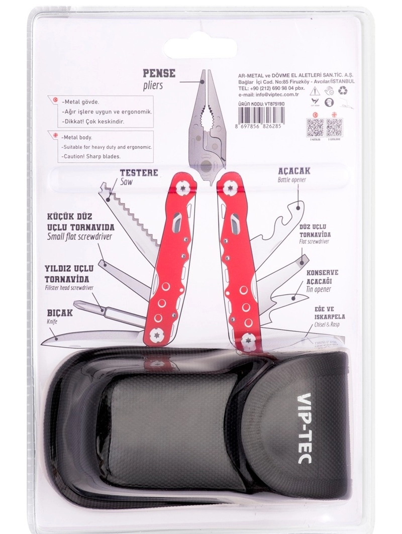 VIP-TEC VT875190 9 Parça Multifonksiyonel Çakı