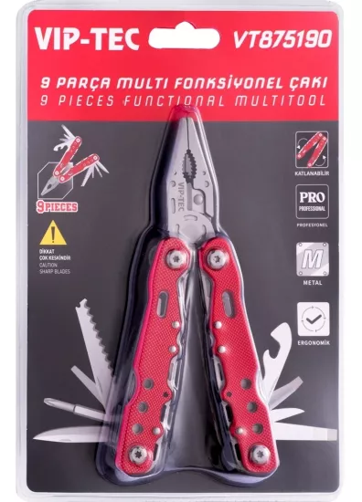VIP-TEC VT875190 9 Parça Multifonksiyonel Çakı